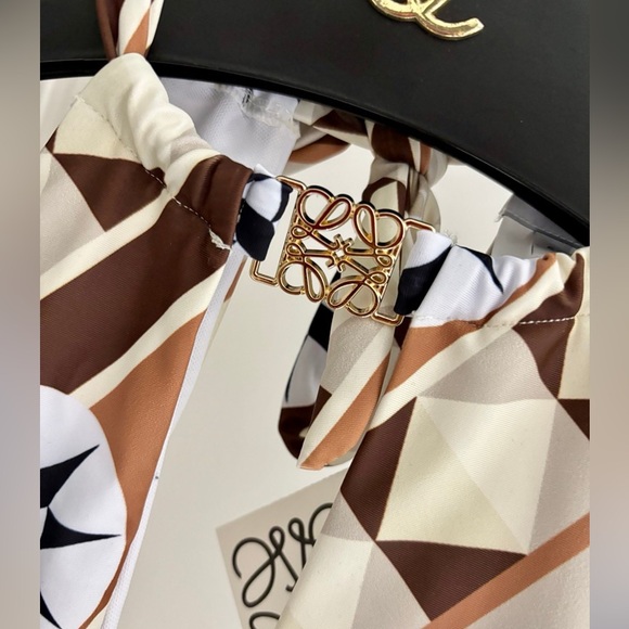 Loewe Inspired Neutral Starburst One-Piece Swimsuit Luxury Swimwear - Picture 4 of 9